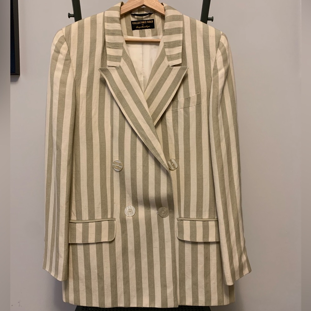 VTG Collectible Gold by Giorgio Saint’Angelo Striped Double Breast Blazer | 10
